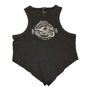 Forever 21 Dark Gray Ribbed Cropped Motorcycle Tank Size S